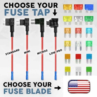 Car Add-A-Circuit Standard Micro Mini 2/3 Low-Profile Blade Fuse Tap Adapter
