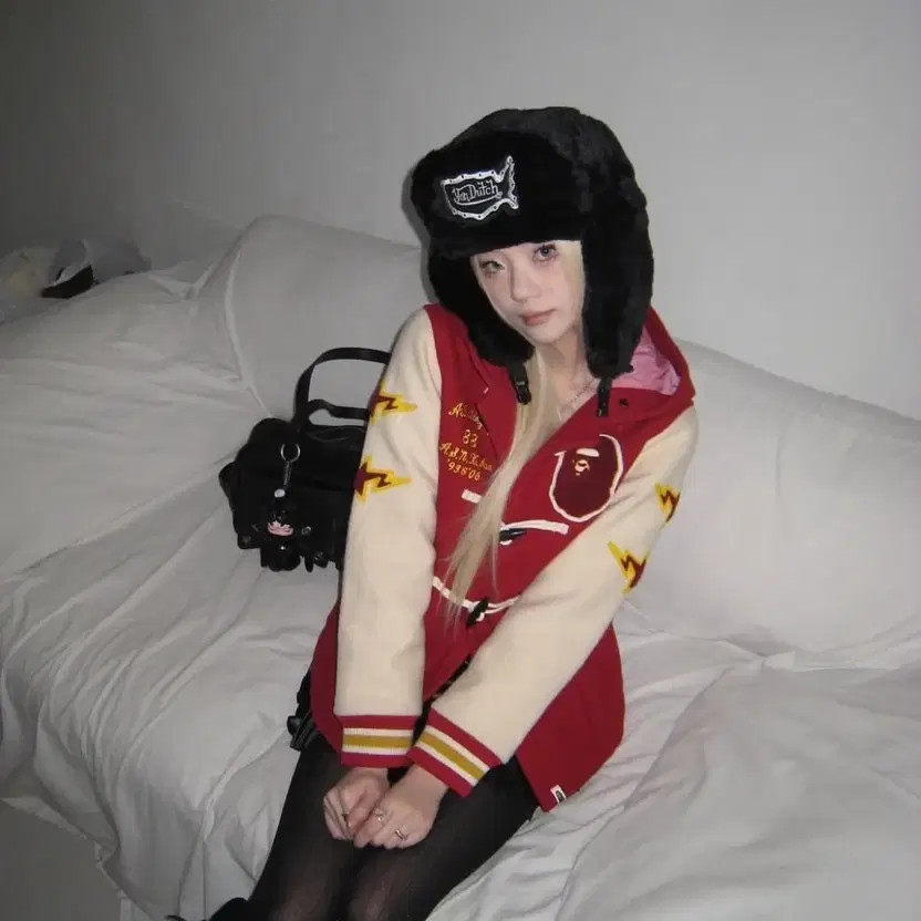 Bape Star Coat in Red with Star Details thumbnail 3