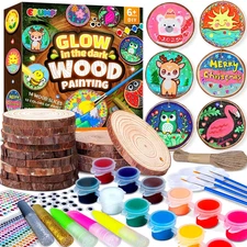 EPUMP Wooden Painting Kit for Kids - Glow in the Dark Arts and Crafts Supplies K