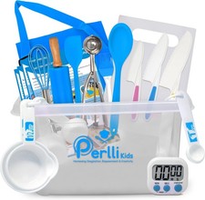 Kids Real Cooking and Baking Supplies Set with Case Blue  31 Piece