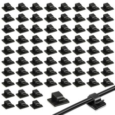 100 Pcs Self Adhesive Cable Clips, Flat 1.58 cm x 1.45 cm, black-100PCS 
