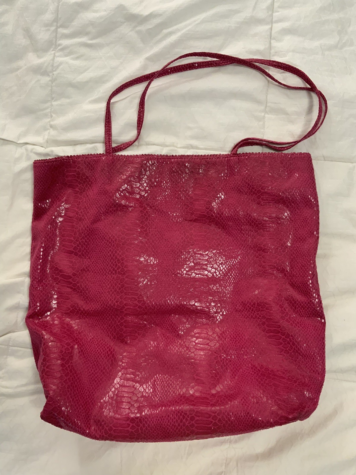 MMS Hot Pink Python Printed Tote pink lining with… - image 1