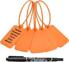 100 Orange Blank Plastic Tags for Labeling Waterproof Hanging Labels Writable Ta