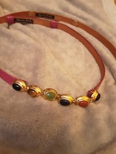 ALEXIS KIRK 2 Vintage Stone Belts with Buckle Pink Reptile and beige. Sz S /M