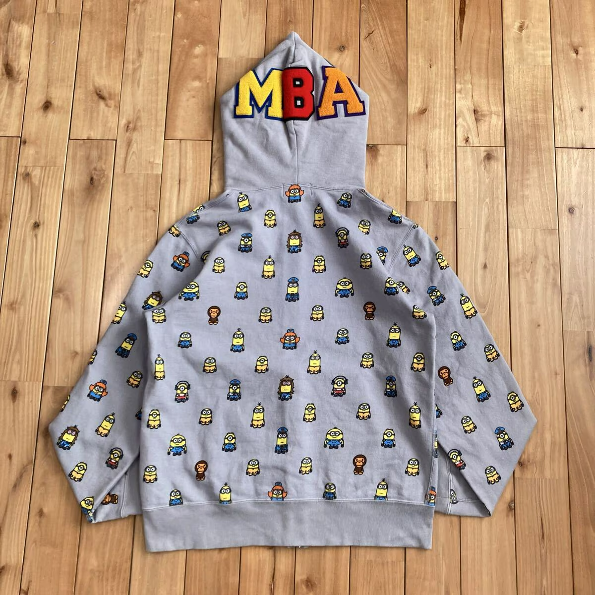 BAPE Minions Milo Shark Full Zip Hoodie Gray A Bathing Ape Size M
