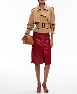 Witchery Cropped Cotton Blend Caramel Trench Coat Size 10