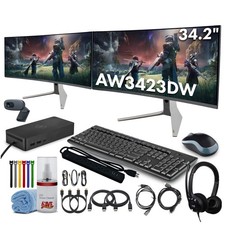 Alienware AW3423DW 34.2  Curved QD-OLED PC Gaming Monitor, 2x Monitors Bundle