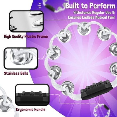 7 Color Pack 8 Inch Flower Tambourine with Metal Jingles