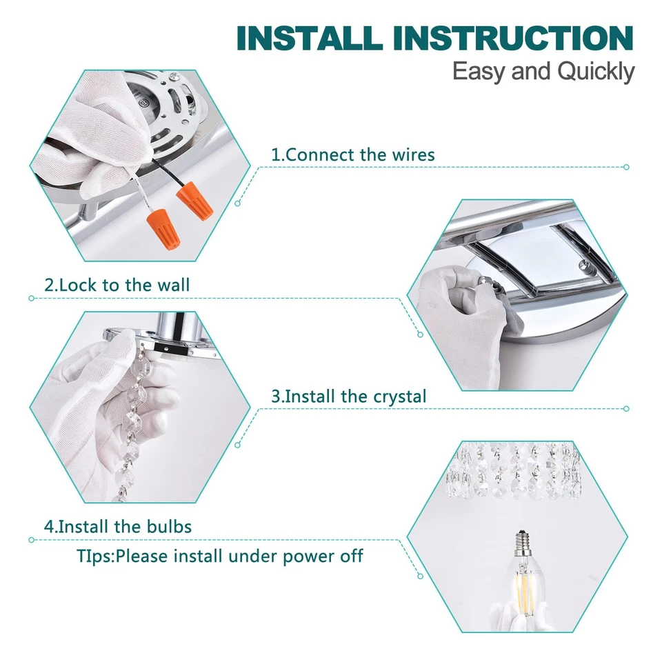 Lámpara de pared vintage cromada sobre espejo de cristal para baño... Foto 4 de 4