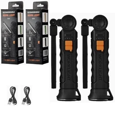 2x USB Rechargeable COB LED Work Light Magnetic Flashlight Hand Lamp Inspection
