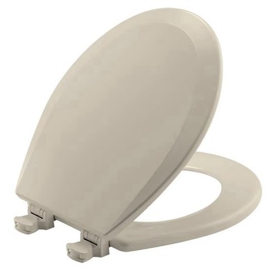 Bemis 500EC Durable Wood Toilet Seat with Easy Clean Hinges, Round, Almond 
