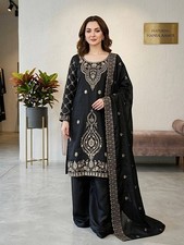 New Designer Silk Kurta Palazzo With Soft Net Dupatta For Party Wear