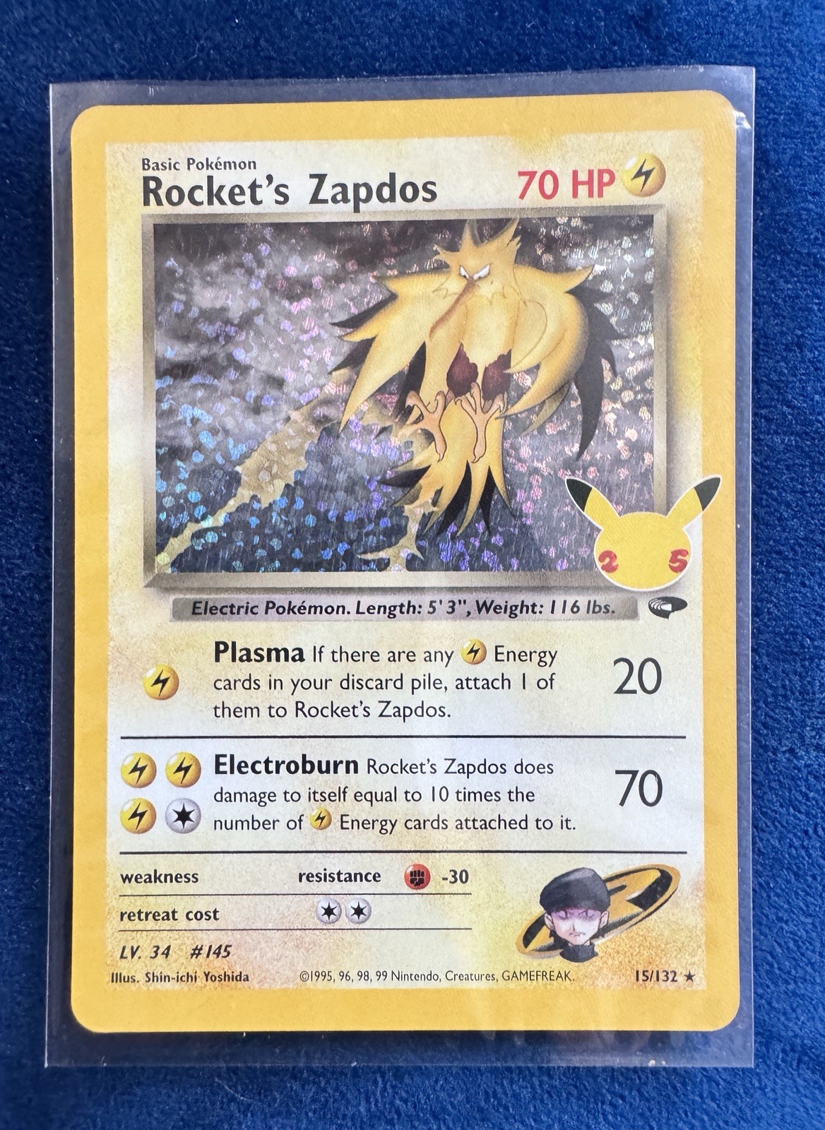 Rocket's Zapdos 15/132 Holo NM 🤩 | Rare TEXTURED Pokemon TCG Card | ICON Series