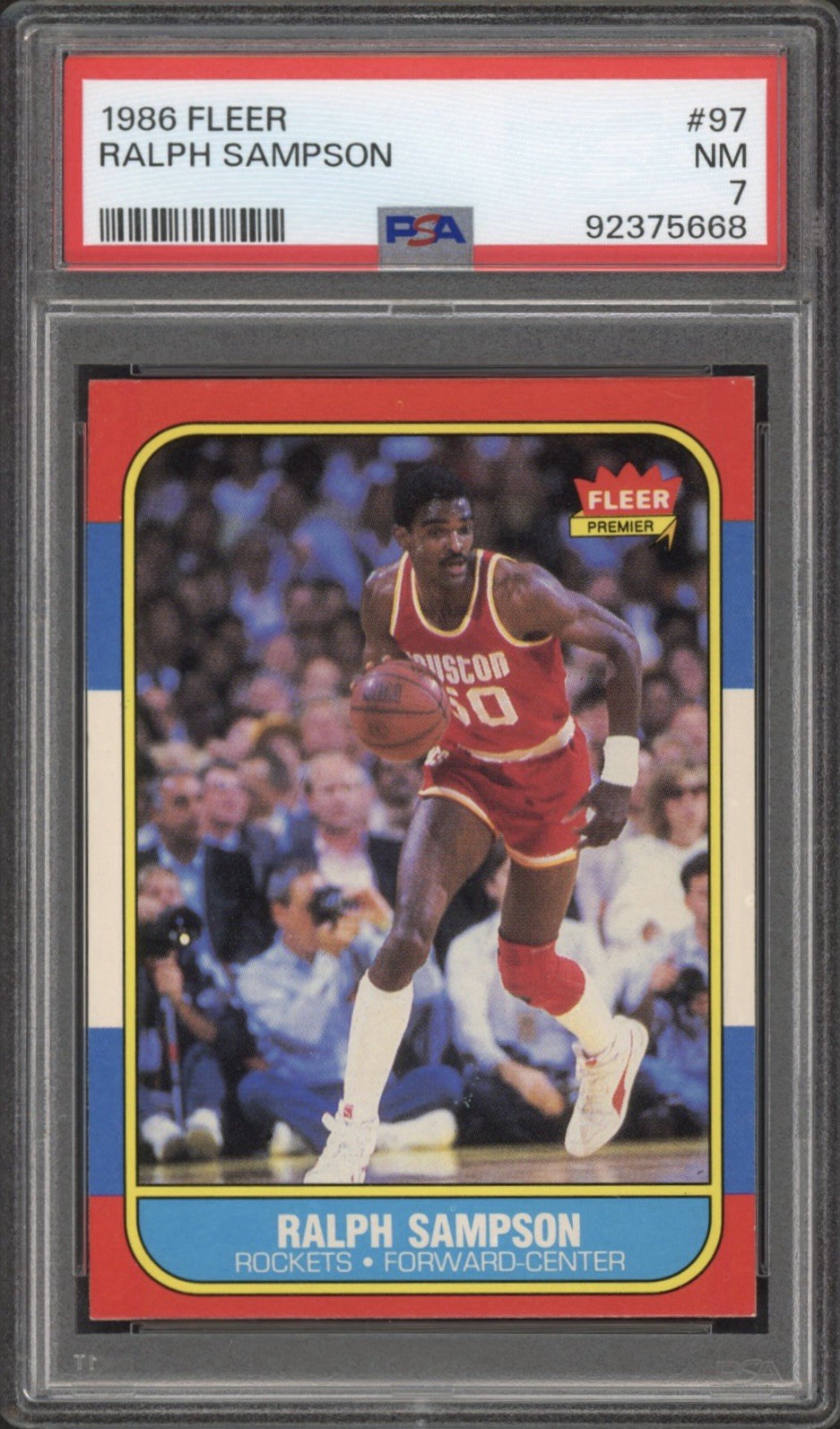 1986 Fleer Ralph Sampson Rookie RC #97 PSA 7 Near Mint HOF Houston Rockets