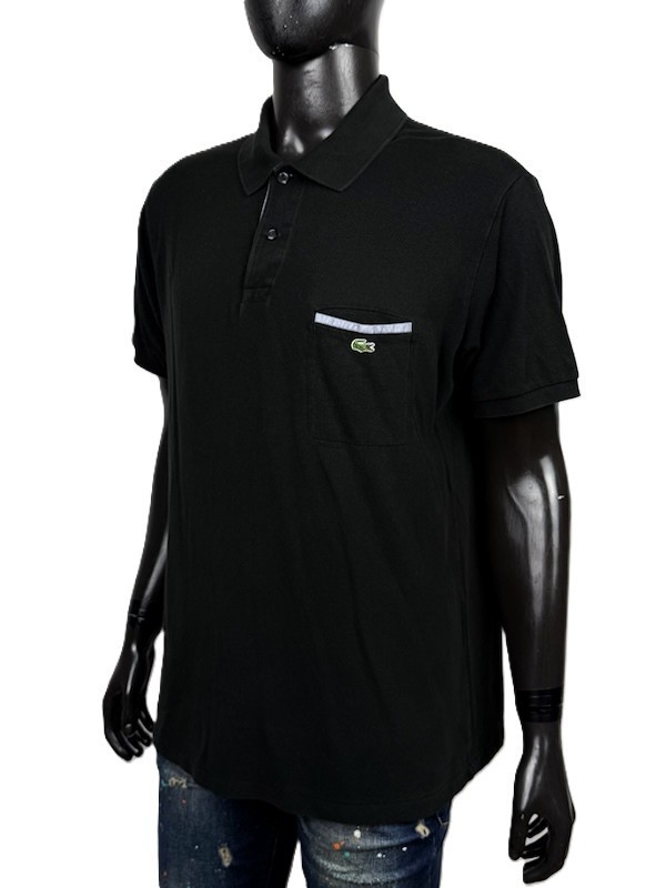Lacoste Polo Hombre Negro Ajuste Clásico Bolsillo Logotipo Cocodrilo...