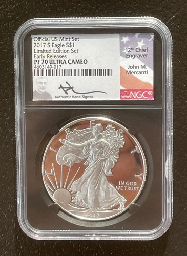2017-S $1 SILVER AMERICAN EAGLE Limited Edition Set ER NGC PF70 MERCANTI : 06475