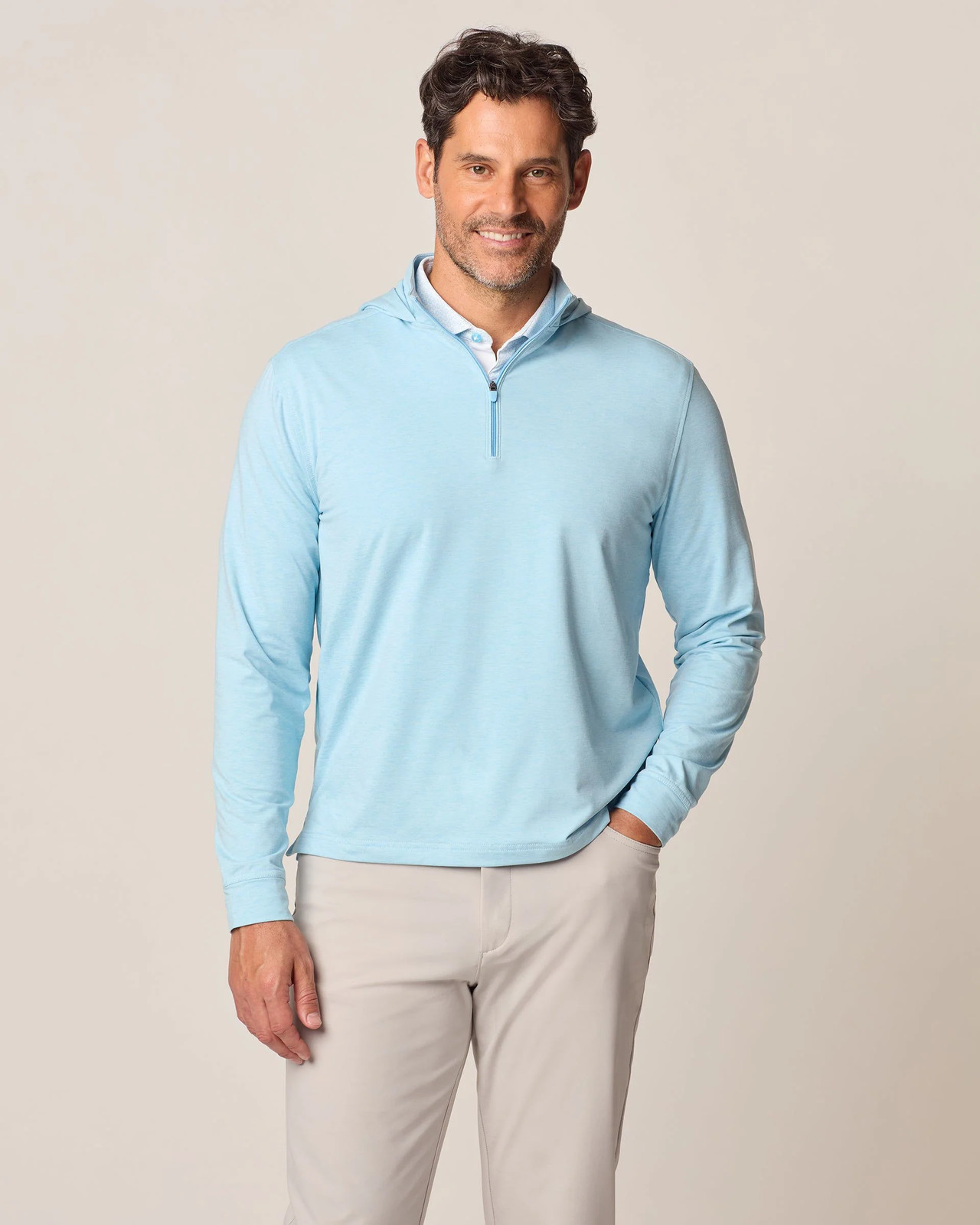 johnnie-O Slaton Performance 1/4 Zip Hoodie Permafrost Size L