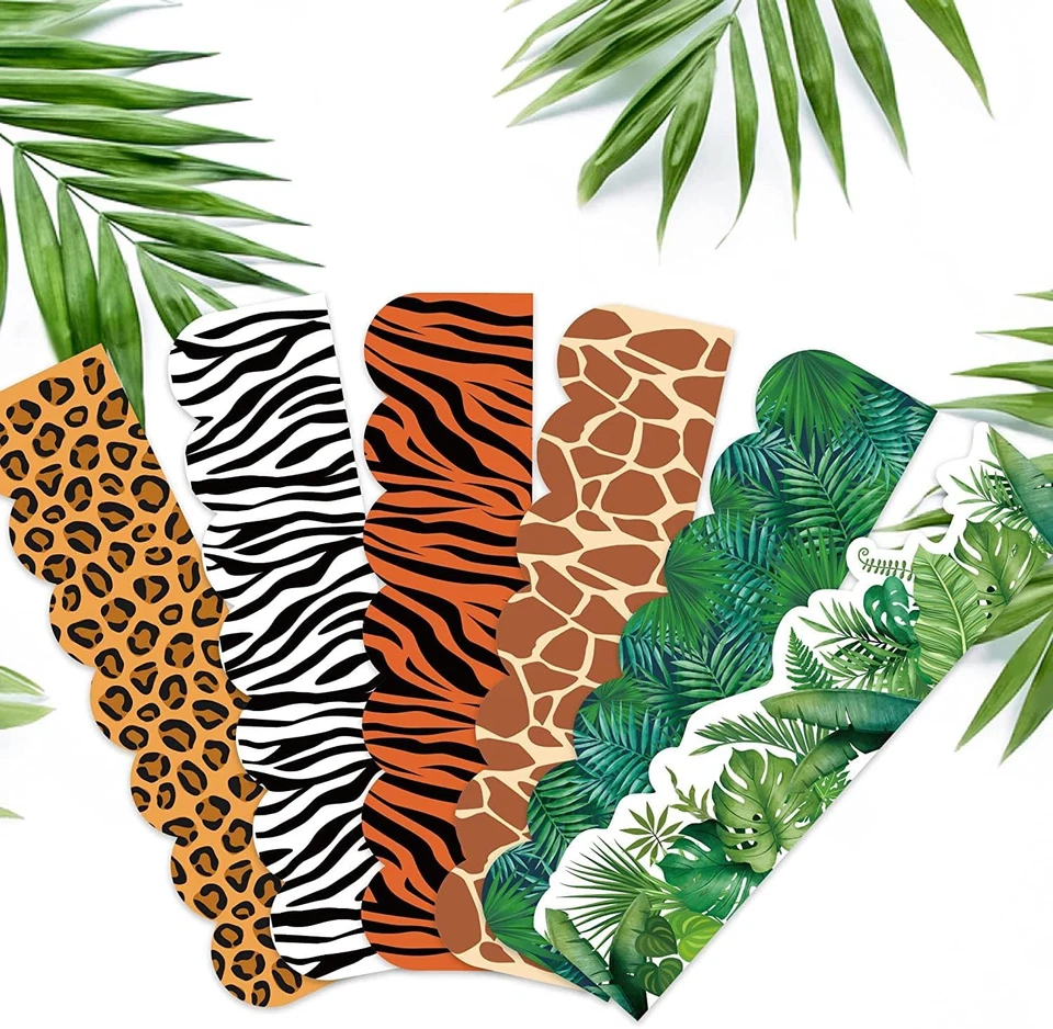 80 Piezas Tablón de Anuncios Estampado Animal Fronteras África Safari Leopardo Cebra Tigre Gira Foto 3 de 4