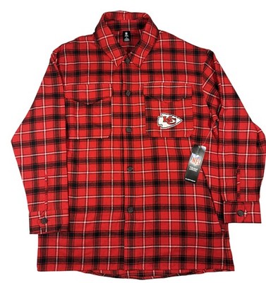 Kansas City Chiefs Shirt Mens Small Red Plaid NFL Football Flannel Button Up