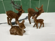 Deko Flocked Deer Made In Germany, Set Of 4 EUC