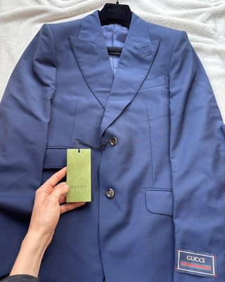 Gucci Dark Navy Full Wool Suit Set Pants & Jacket Blazer - 50 IT
