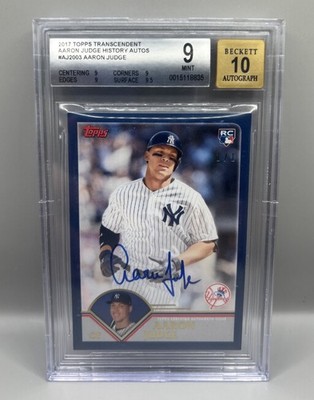 AARON JUDGE 2017 TOPPS TRANSCENDENT ROOKIE HISTORY AUTO 1/1 BGS 9 AUTO 10 Q7551
