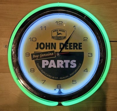 John Deere Parts Neon Wall Clock 14.5