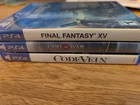 Three PlayStation 4/PS4 Games: Final Fantasy XV, God of War (2018), & Code Vein