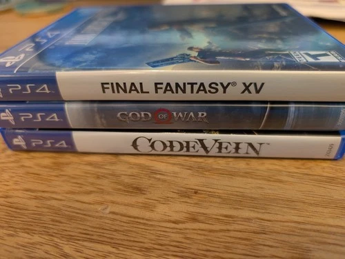 Three PlayStation 4/PS4 Games: Final Fantasy XV, God of War (2018), & Code Vein