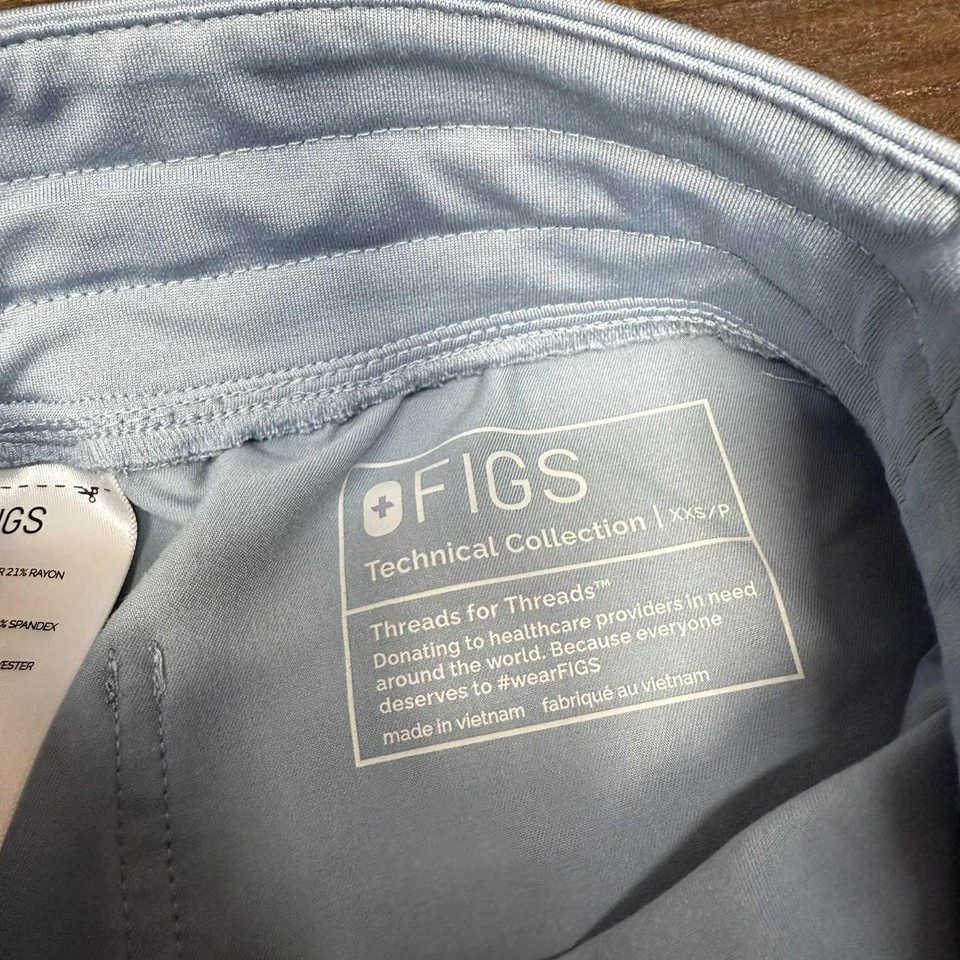 FIGS Zamora Jogger Scrub Pants Women XXS Technical Collection Light Blue Stretch - Image 4 of 4