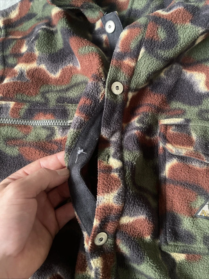 Vintage Bugle Boy Flannel Shirt Mens Large Green Camo Fleece Button Up Gorpcore - Image 3 of 4