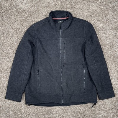 L.L. Bean Wool Softshell Jacket Mens XLT Gray Back Full Zip Pockets Outdoor