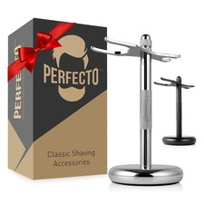 Perfecto Deluxe Chrome Razor  Brush Stand - Best Safety Razor Stand