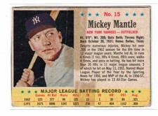 1963 Post #15, Mickey Mantle, New York Yankees, Filler
