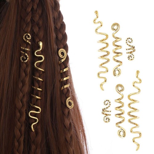 Cuentas de cabello bobinas espirales cuentas rastas trenzas anillos clips metal - Imagen 3 de 14