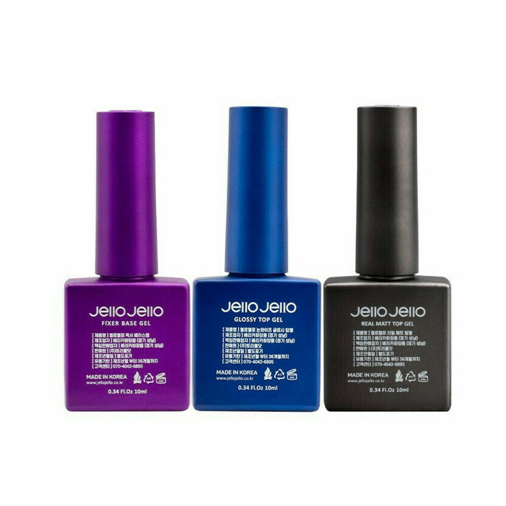 Set Gel Jello Jello - Base Fixer + Top Coat Brillant 10ml, Transparent, Made In Korea