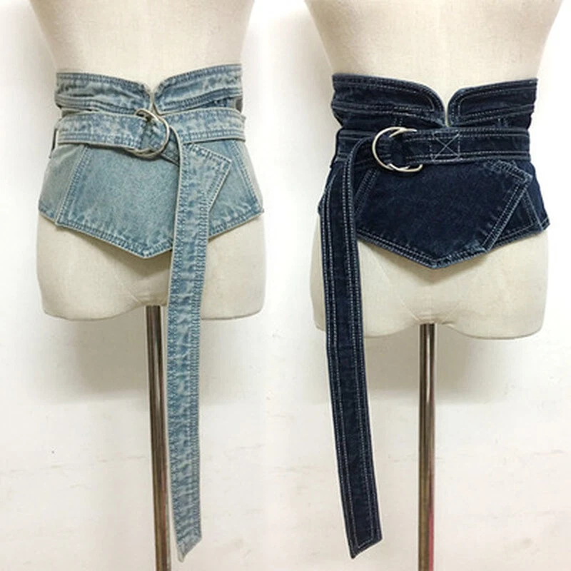 Fashion Women Denim Waist Belt Corset Wide Waistband Buckle Punk