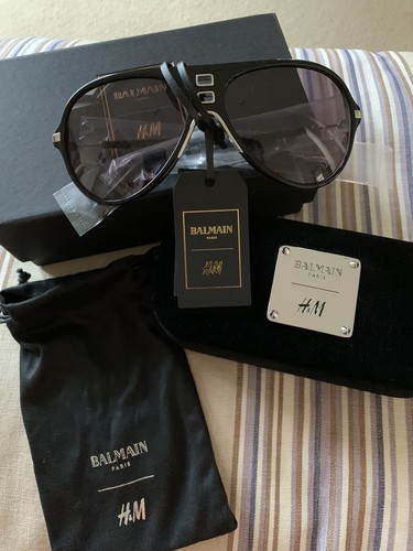 BALMAIN x H\u0026M Uomo/Occhiali da sole donne-Nero E Argento RARA UNISEX NUOVO  CON SCATOLA | eBay