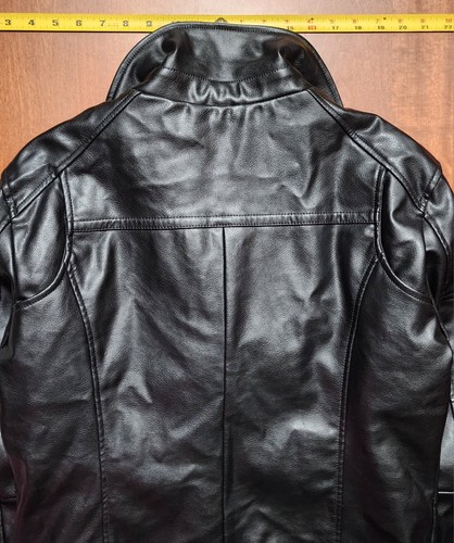 Zara Man Black Belted Biker Moto Goth Punk Rocker Short Faux Leather Jacket - Picture 12 of 13