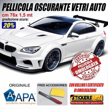 Pellicola Oscurante Vetri Auto APA ® 20% VLT SCURA omologata oscuramento 76x150