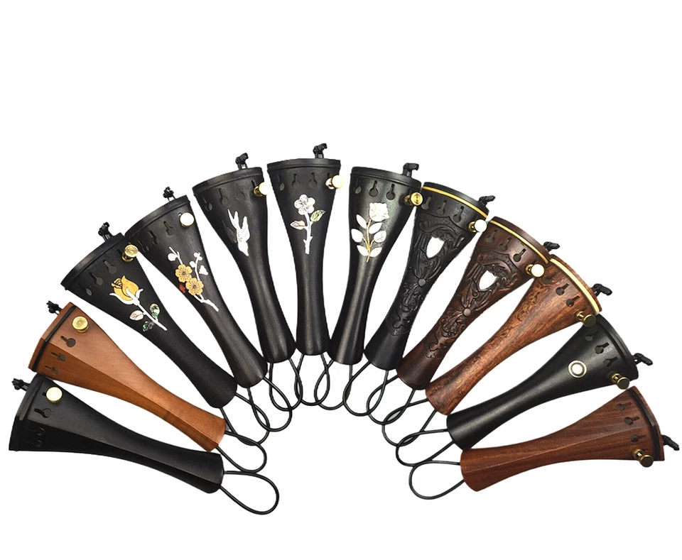 Multitudinous 4/4 Violin Tailpiece with Gut Finetuner, Wood Violin Tail piece - Image 4 of 4