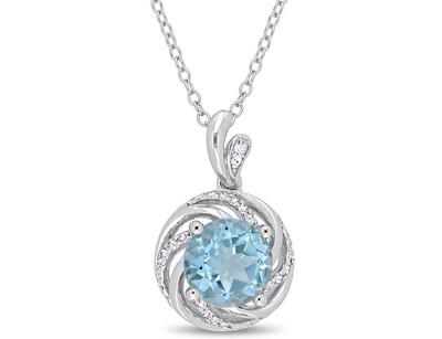 Halskette mit Anhänger 2,30 Karat (ctw) Blautopas in Sterlingsilber