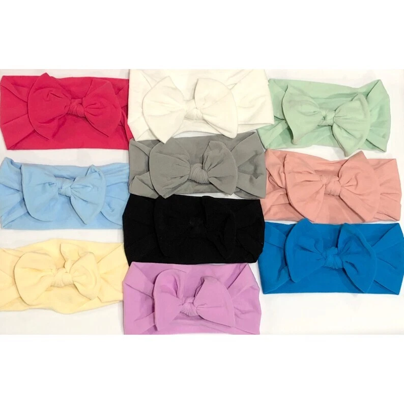 Paquete de 10 diademas de lazo variedad conjunto para bebé niña nylon lote al por mayor a granel Foto 2 de 4