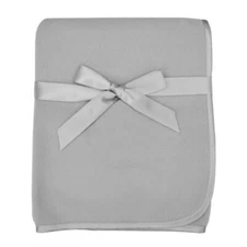 Soft Fleece Baby Blanket with Satin Trim Receiving Swaddle 30x30 Gray Cozy Gift
