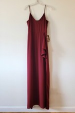 NWT Express Long Maxi Side Slit Maroon Cocktail Evening Dress - Size 2