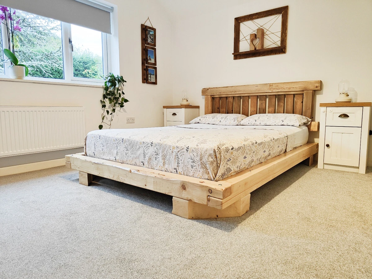 Bed Frame Solid Wood Platform Bed Handmade Bedroom furniture All sizes avail