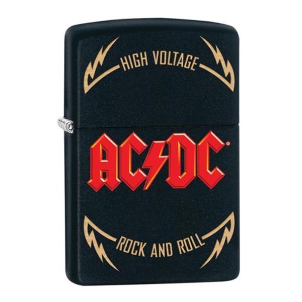 Zippo Petrol Lighter ACDC High Voltage Rock and Roll Black Matte Windproof New