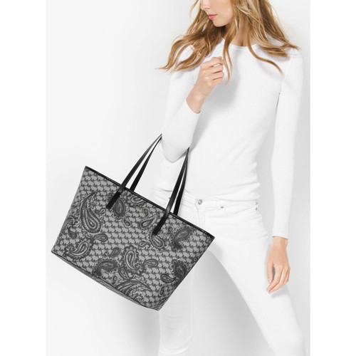 NWT Michael Kors Navy Paisley Emry Large Top Zip Tote Navy w/Gold-Tone Hardware - Picture 8 of 10