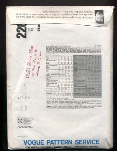 Lot 4 Vogue American Designer Blass Klein Picone Sayres Sewing Patterns Size 14 - Picture 7 of 7