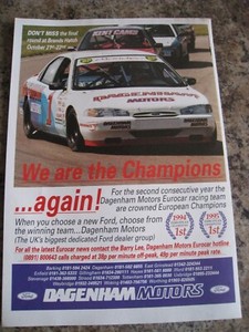 DAGENHAM MOTORS CHAMPIONS AGAIN WÄHLEN SIE NEUEN FORD 1995 ANZEIGE A4 AKTE 27